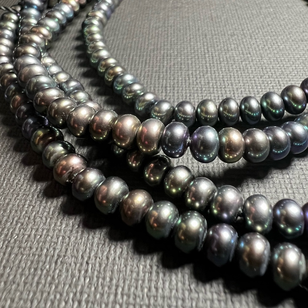 Honora Timeless Peacock/Black/Oil Slick 48” Uniform Pearl Necklace STUNNING H9